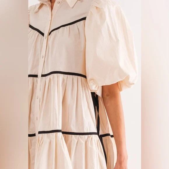 SOFIE THE LABEL lena shirt dress in natural L side ties no flaws, smoke or pets - Picture 4 of 5